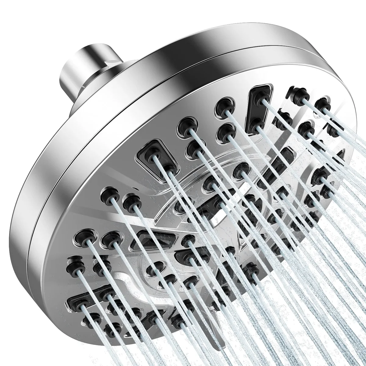 Cshidworld 8-Mode High Pressure Shower Head, Rain Fixed Showerhead with Adjustable Metal Swivel Ball Joint, Bathroom Rain Showerhead with Anti-Cl 3023