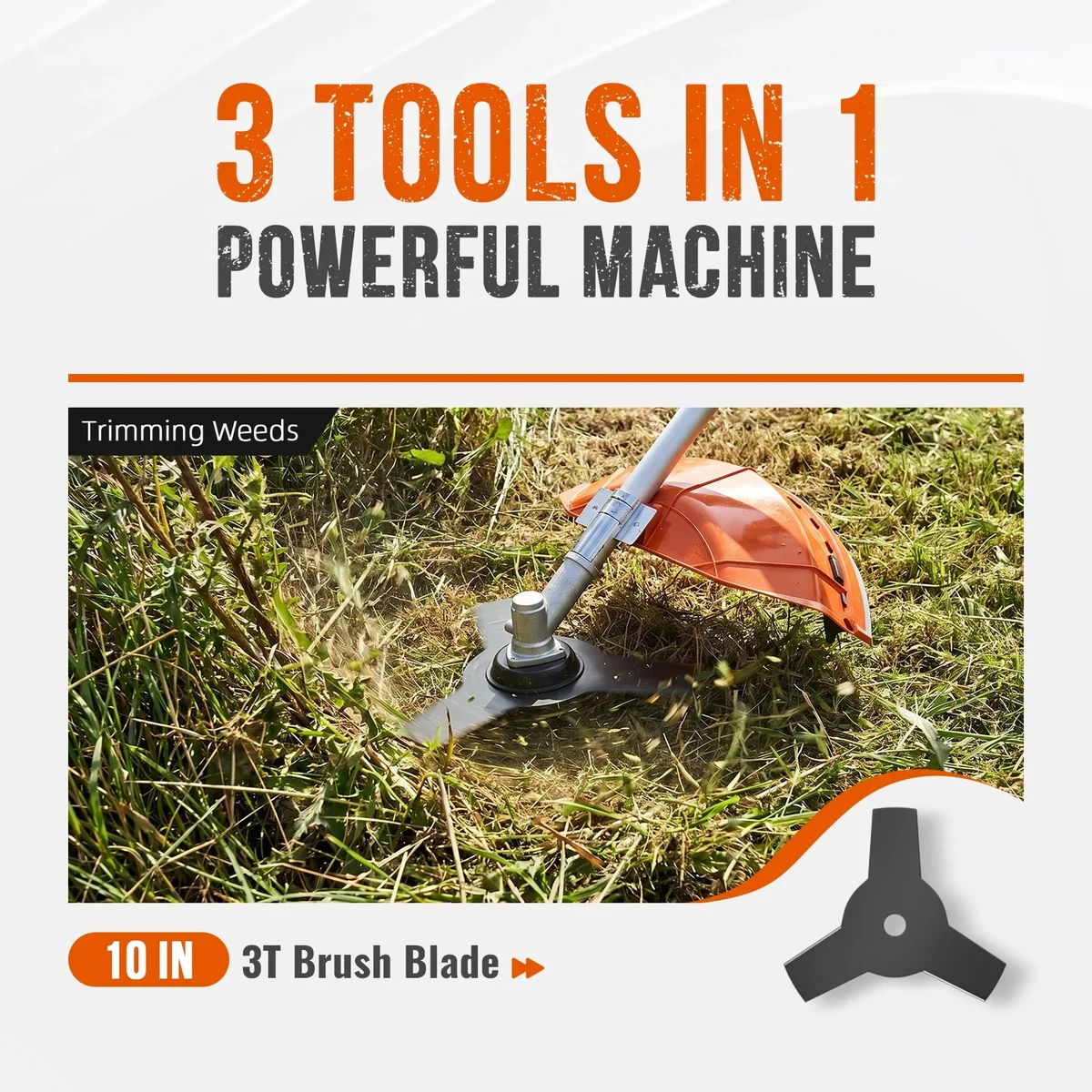 Prowoo 52cc Gas Powered Weed Eater String Trimmer, 3 in 1 Gas Weed Wacker, Powerful 2 Stroke Yard Tool,Quick Start Grass Cutter for Home Garden L 7390