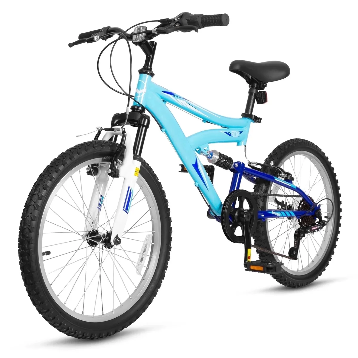 Hykolity Kids Mountain Bike 20 inch MTB Bicycle Age 6-12 Years Height 42-56 in Tween Cycling Full Suspension Sport Outdoor Bikes - Aqua Blue 9812