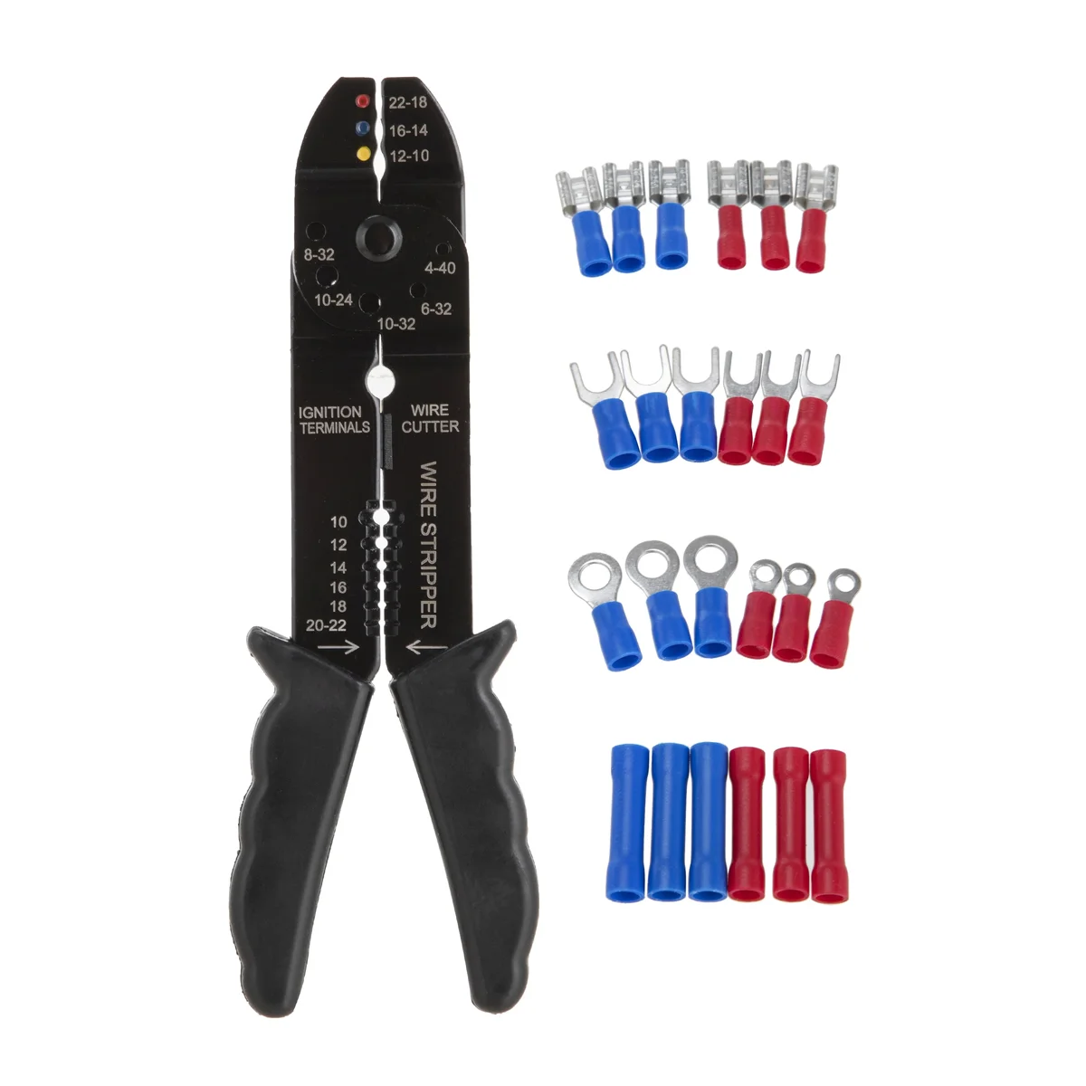 Hyper Tough Wire Stripper / Crimper and 25 Piece Terminal Set TD21802B, New, 8 oz 0091
