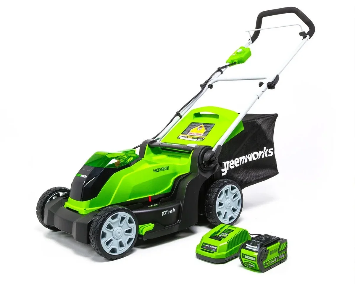 Greenworks 40V 17" Cordless Walk-Behind Push Lawn Mower with 4.0 Ah Battery and Charger 2508302 1025
