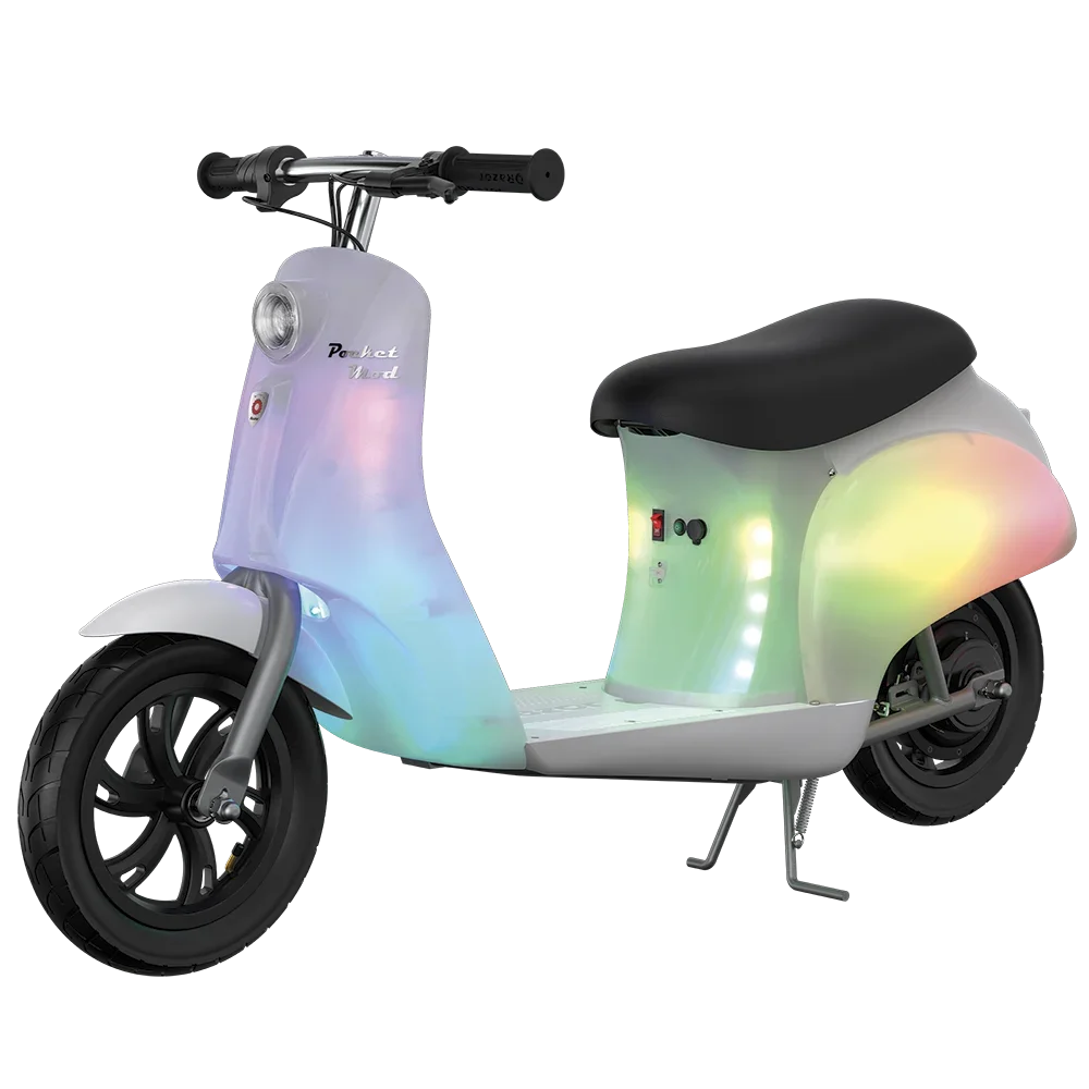 Razor Pocket Mod Lightshow - Classic Euro-Style Electric Scooter for Child 8+, Speeds up to 15 mph, 24V 9718
