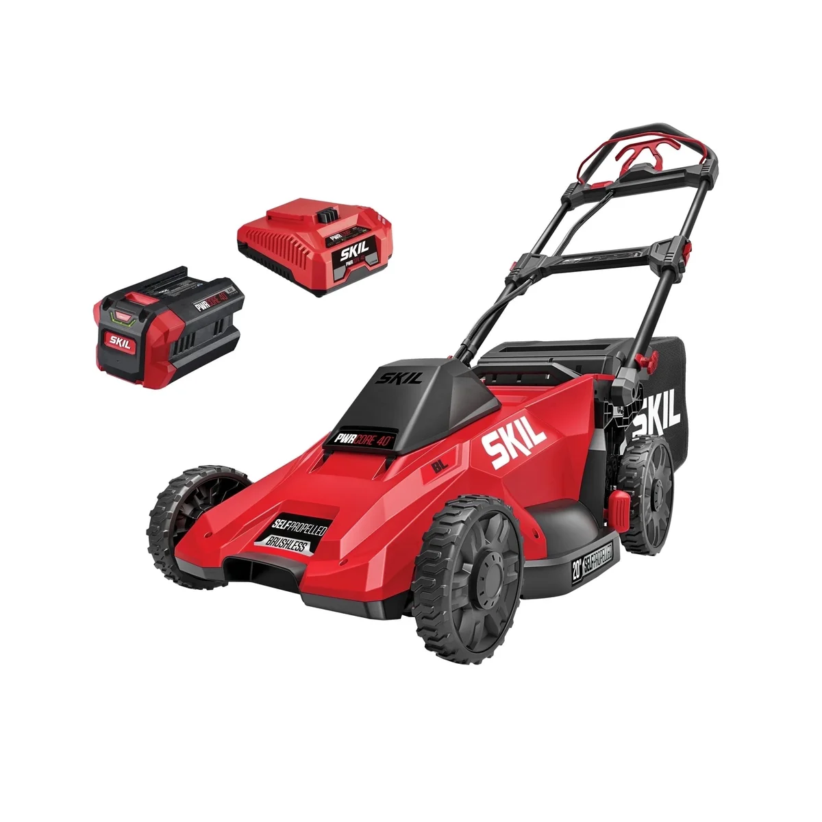 SKIL PWR 40V 20-Inch Self-Propelled Lawn Mower, Brushless Battery Lawn Mower, Cordless Electric Lawn Mower with 6.0Ah Battery and Charger 9983