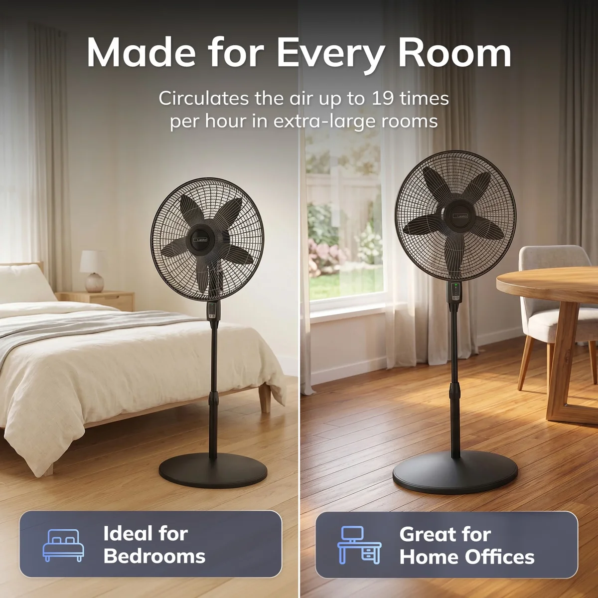 Lasko Cyclone Max 18" Oscillating Pedestal Fan with Remote, Adjustable Height and 4 Speeds for Whole Room Cooling, Black, S18605 7176