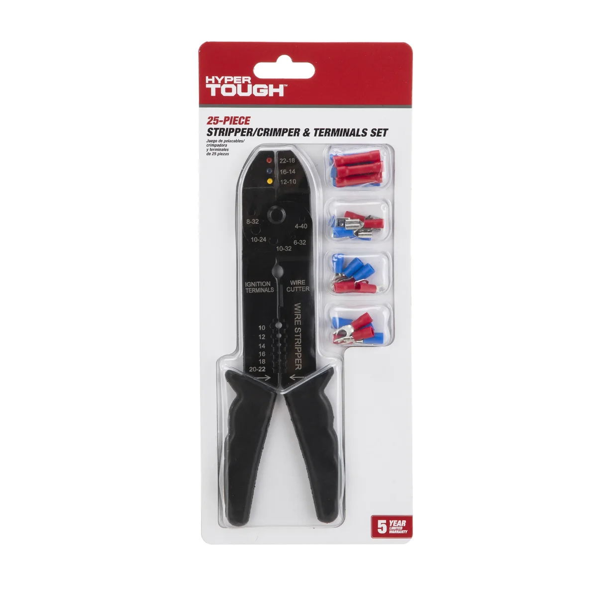 Everdaily Essentials Wire Stripper / Crimper and 25 Piece Terminal Set TD21802B, New, 8 oz Ref. 2323