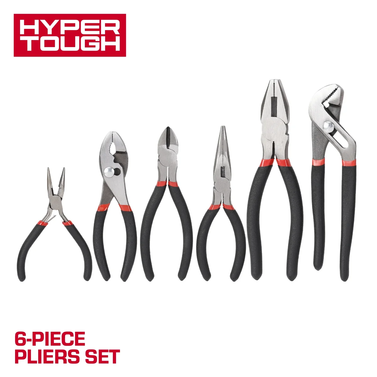 Hyper Tough 6-Piece Pliers Set with Non-Slip Grips 1348