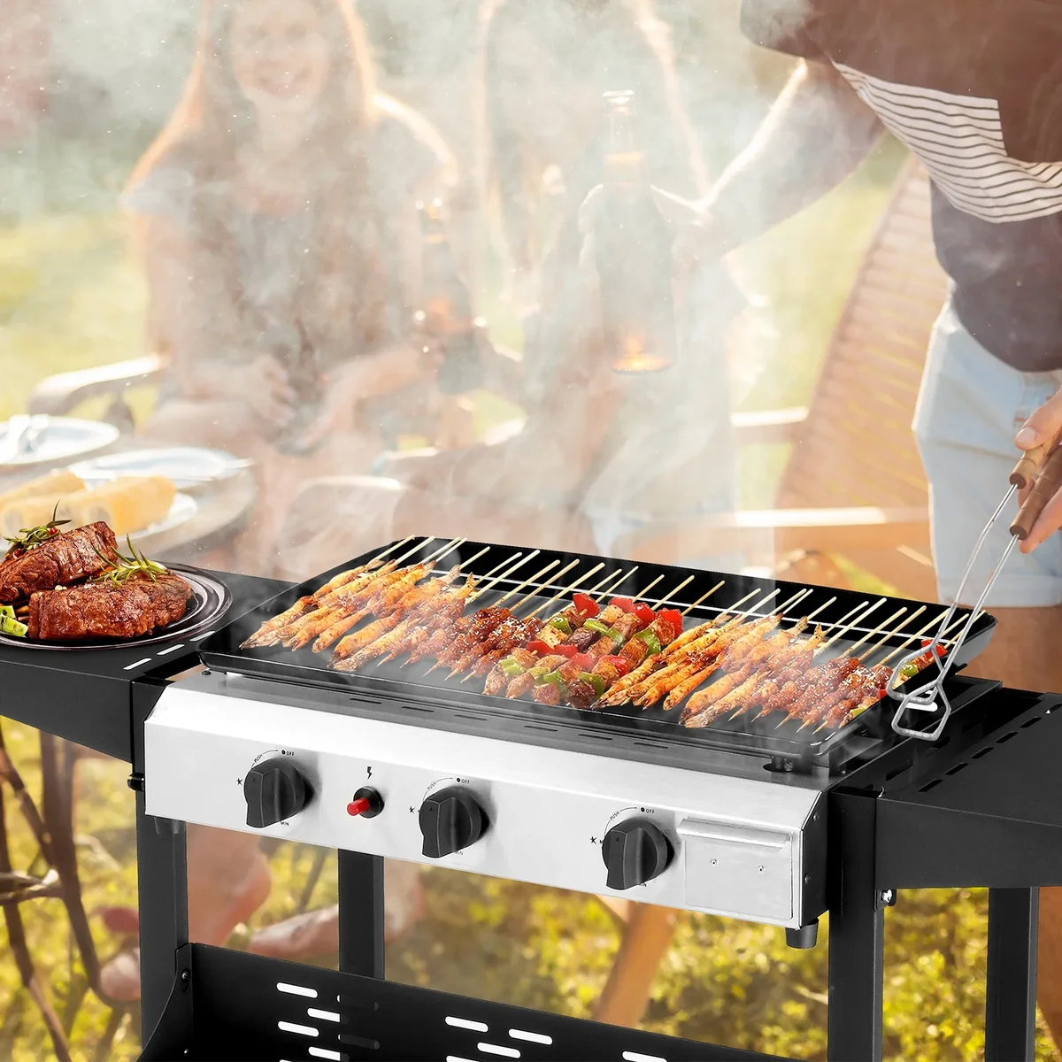 Everdaily Essentials 3-Burner Griddle Flat Top Grills Tabletop Griddle Propane for Outdoor Cooking Ref. 6693