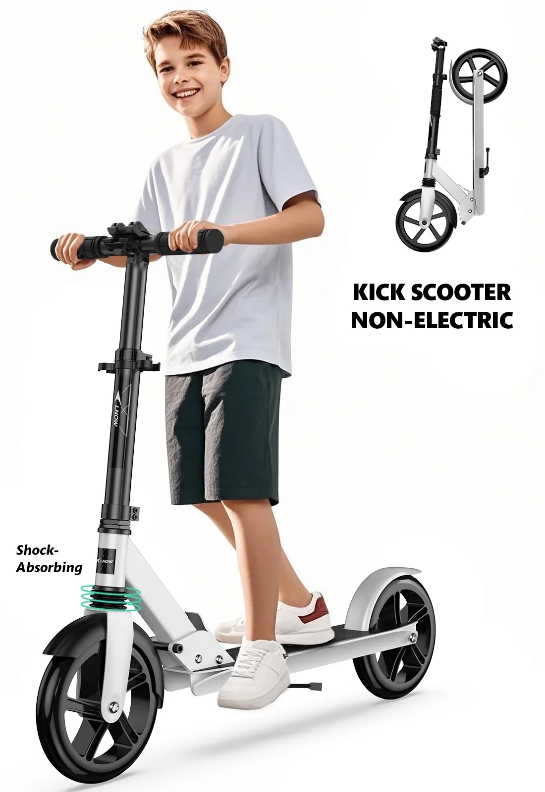 LNOW Foldable Kick Scooter-8 in Wheels for Kid, Teens & Adults, 4 Adjustable Levels, Max Load 240lbs,Lightweight 0637