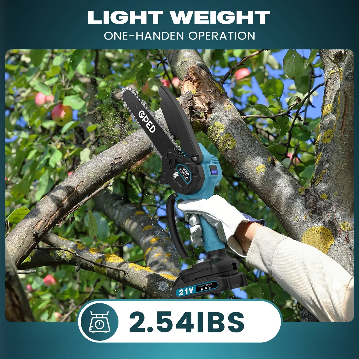 GPED Mini Chainsaw, 6 inch Portable Electric Chainsaw Cordless, Handheld Chain Saw Pruning Shears Chainsaw for Tree Branches, Courtyard, Househol 9045