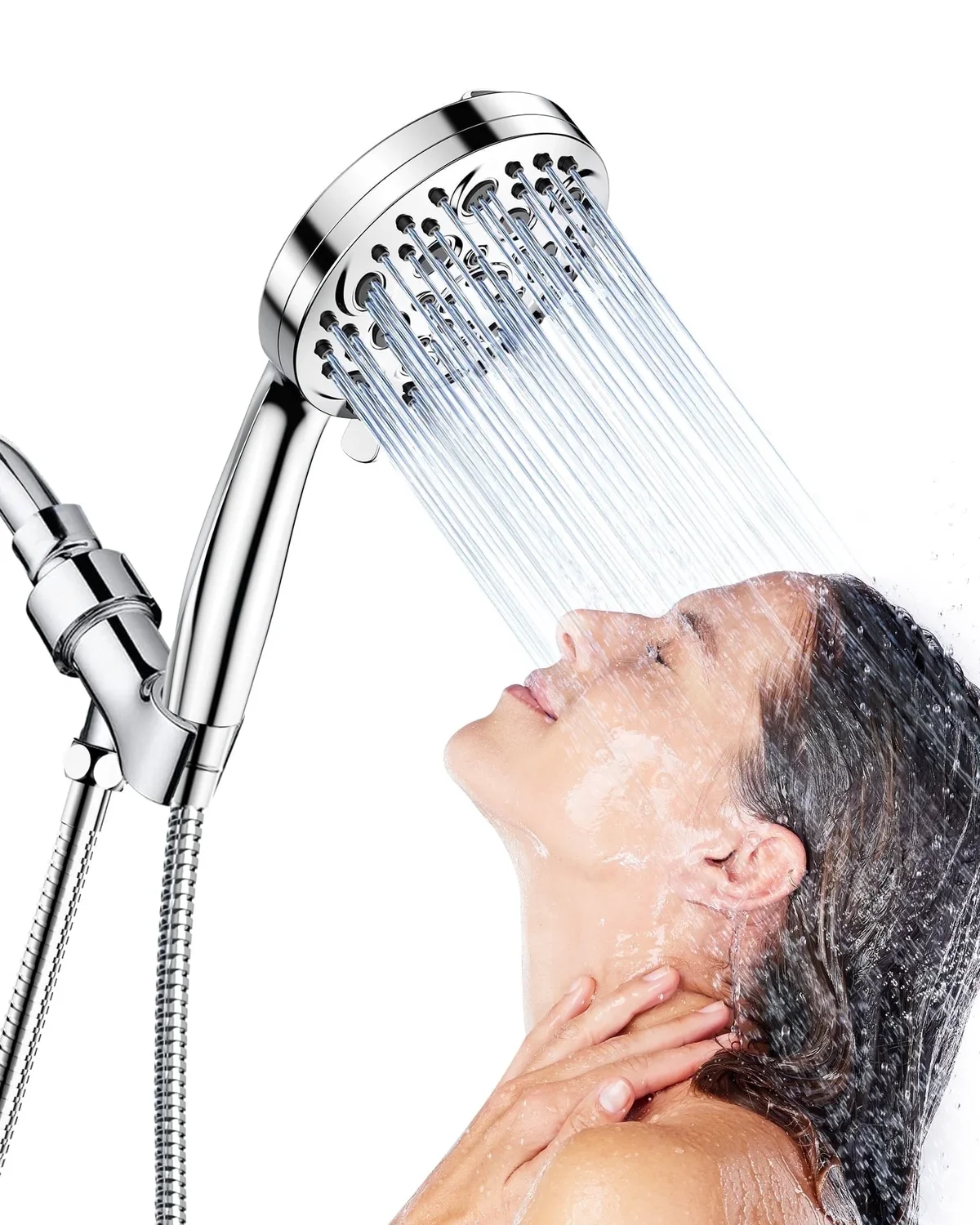 Hodvit High Pressure Handheld Showerhead, 10 Spray Modes, with 60" Stainless Steel Hose, New 7161