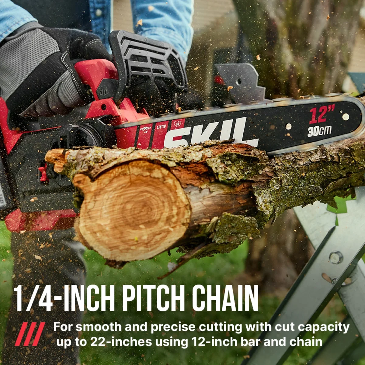 SKIL PWR CORE Brushless 40V 12-inch Chain Saw , Tool-Less Chain Tensioning, 2.0Ah Battery and Charger, TH1200C-11 1717
