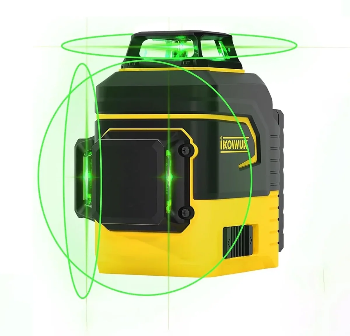 Ikovwuk 3x360° Green Laser Level, Self-Leveling 12-Line Laser Tool, Includes 2x 3000mAh Rechargeable Batteries & Type-C Charging, Carry Pouch 3641