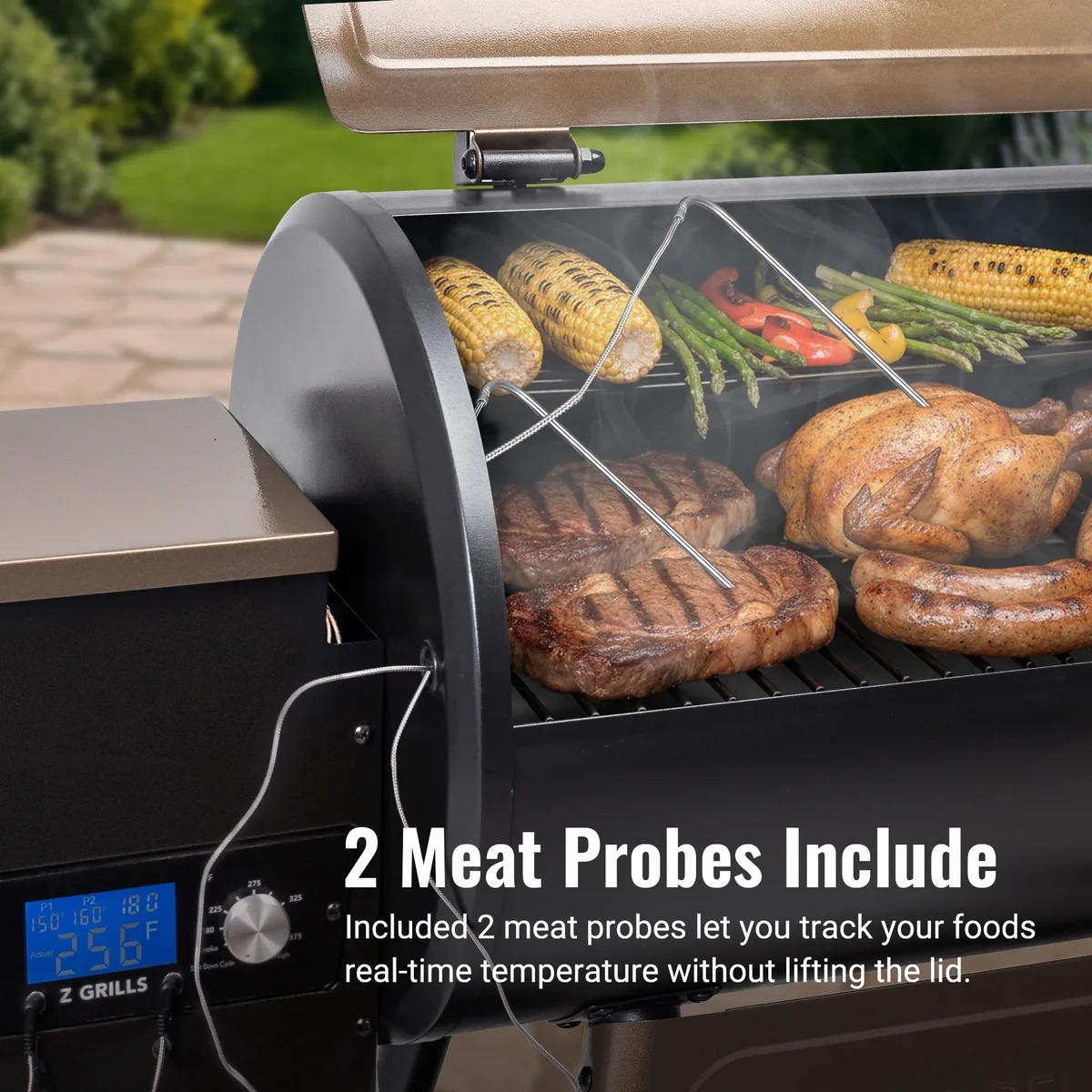 Z GRILLS Grill Elite ZPG-550B4 549 sq.in Wood Pellet Grill & Smoker, Latest PID 3.0 Controller, 2 Meat Probes, Auto Temperature Control, 8 in 1 B 8719
