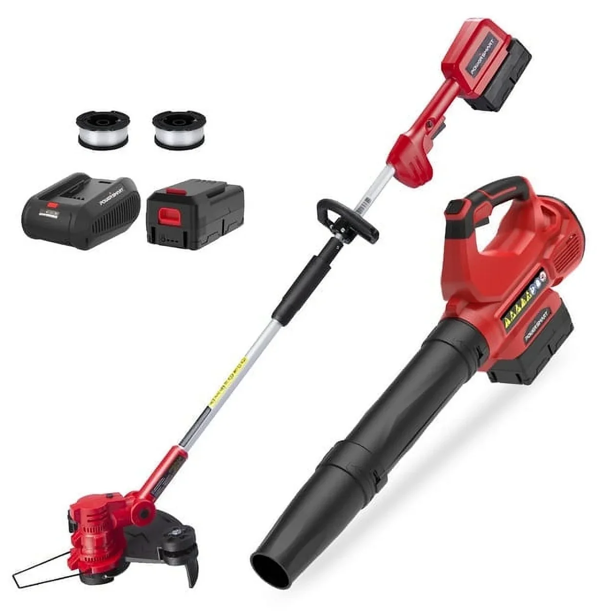 PowerSmart 40V 4.0Ah Lithium-Ion Cordless String Trimmer/Edger and Blower Combo Kit(2 Tools),7lb 1636