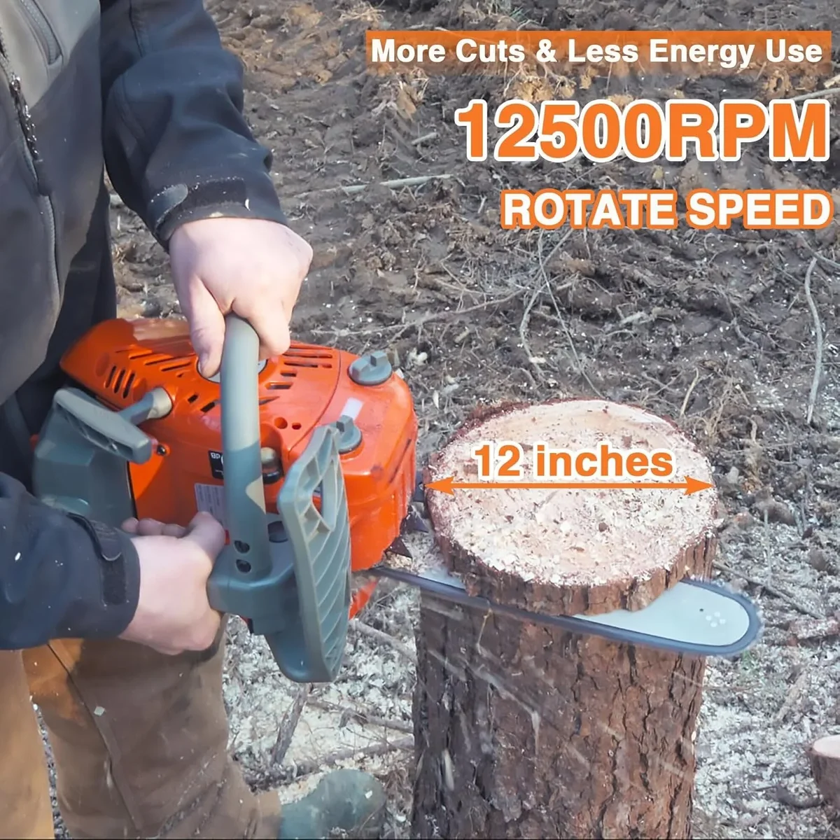 PROYAMA 26CC 2-Cycle Top Handle Gas Powered Chainsaw 12 Inch Petrol Handheld Cordless Chain Saw for Tree Wood Cutting 3955