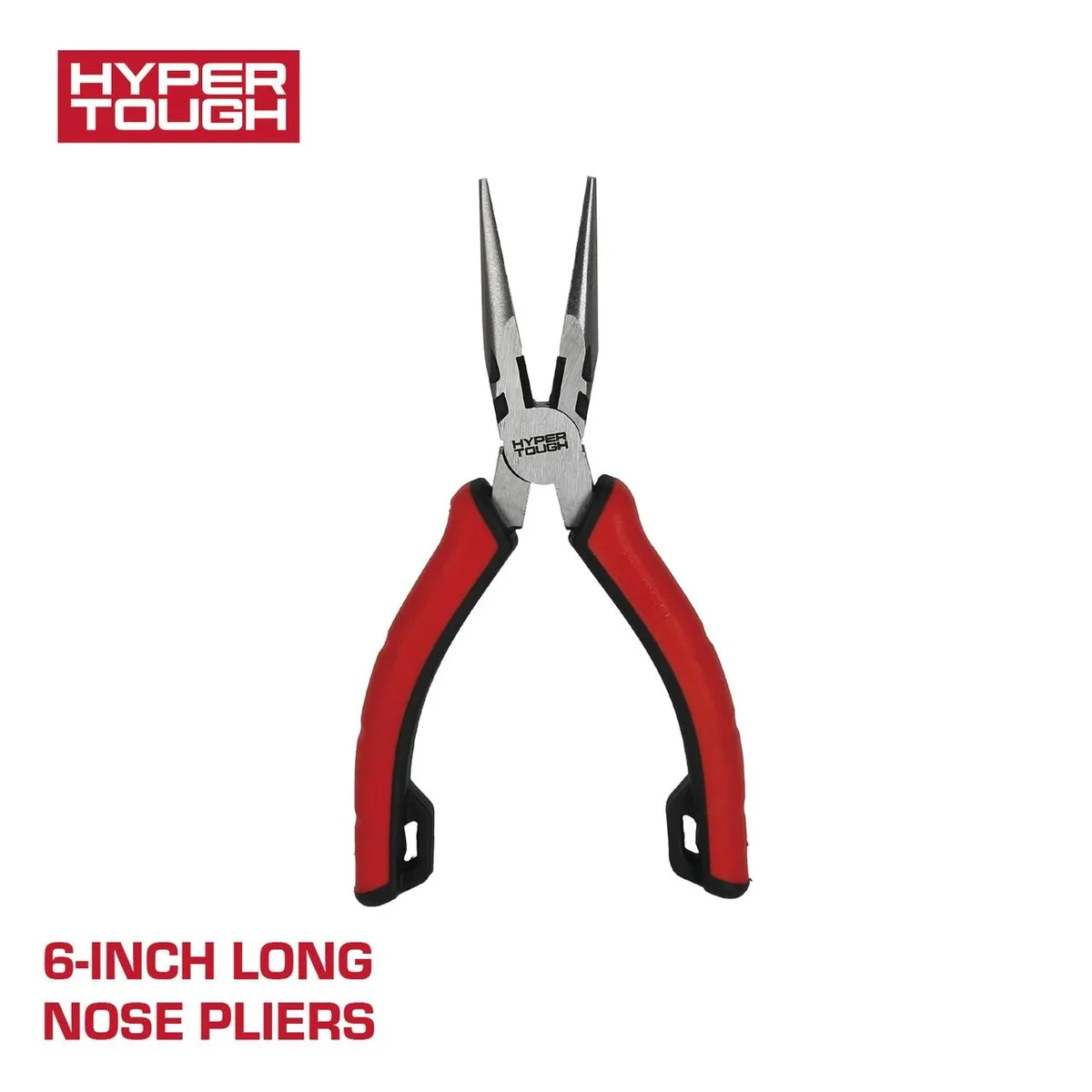 Hyper Tough 6-inch Long-Nose Pliers with Dual Material Comfort Grips 9130