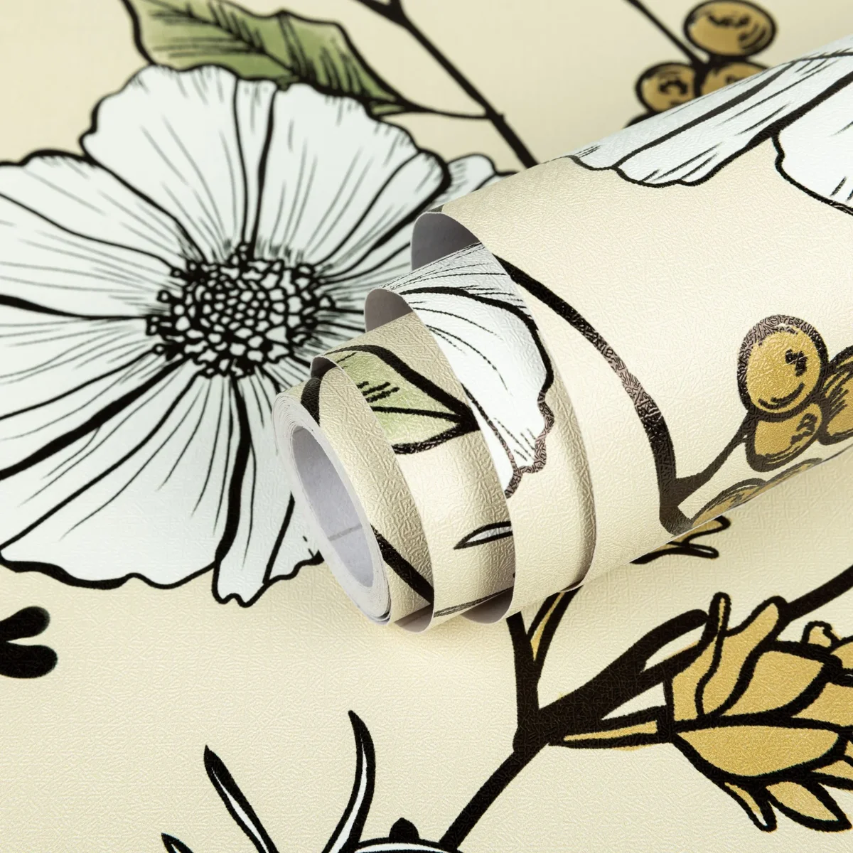 Everdaily Essentials Floral Wallpaper Peel and Stick Flower Wall Paper Self Adhesive Wallpaper 17.7-in x 118-in Contact Paper Removable Wallpaper for Home Dec 0975