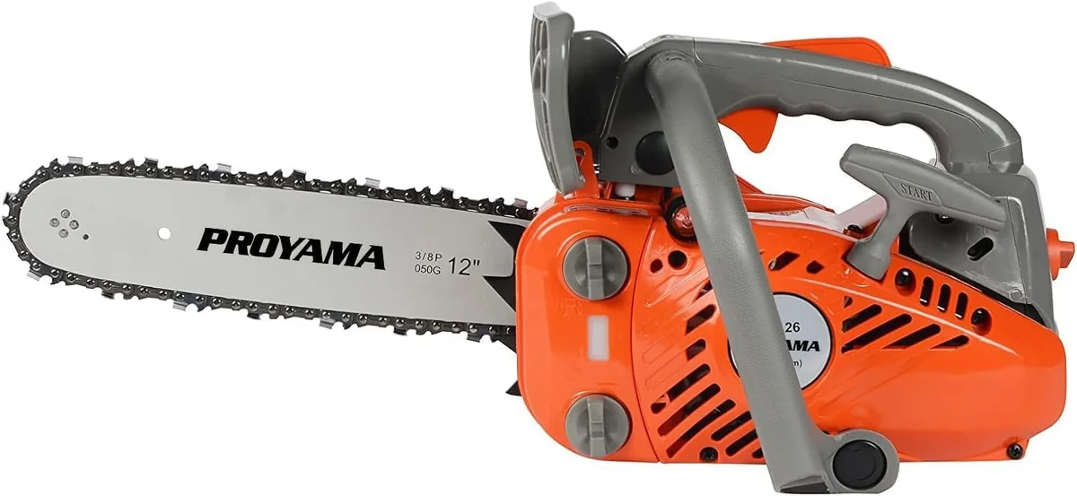 PROYAMA 26CC 2-Cycle Top Handle Gas Powered Chainsaw 12 Inch Petrol Handheld Cordless Chain Saw for Tree Wood Cutting 3955