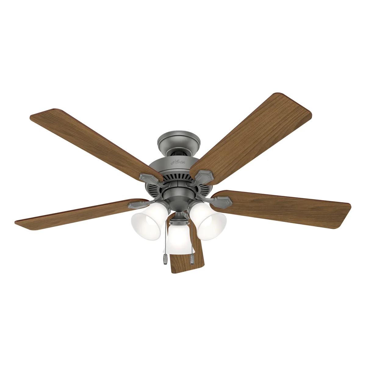 Hunter 52 inch Indoor Ceiling Fan with LED Lights - Ceiling Fan with Pull Chain, For Bedroom, Living Room, or Kitchen, Standard Mount, No Remote, 1659
