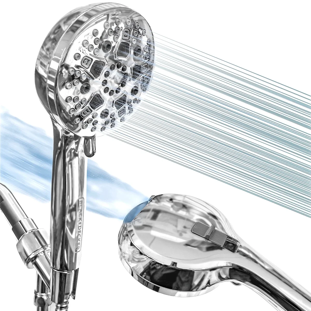 BLACK+DECKER High Pressure Handheld Shower Head with 9 Spray Settings and Stainless Steel Hose, Chrome 6049