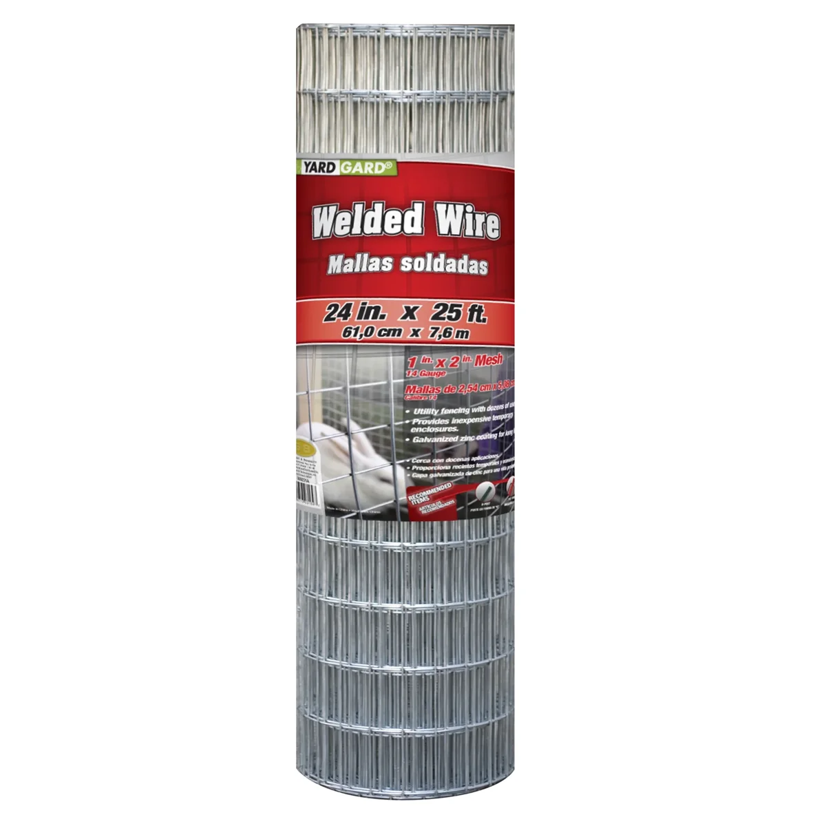 YARDGARD 1 Inch by 2 Inch Mesh, 24 Inch by 25 Foot 14 Gauge Galvanized Welded Wire Fence 5198