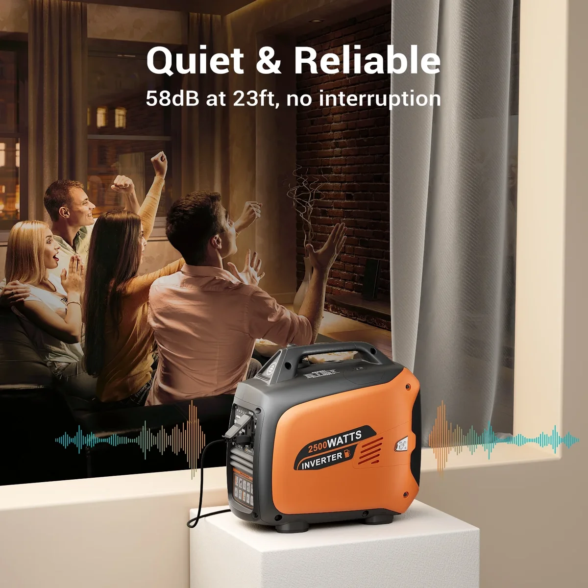 Efurden 2500-Watt Portable Inverter Generator Gas Powered, EPA Compliant, Parallel Capability, CO Shutdown, Low Noise for Camping and Home Use 3045