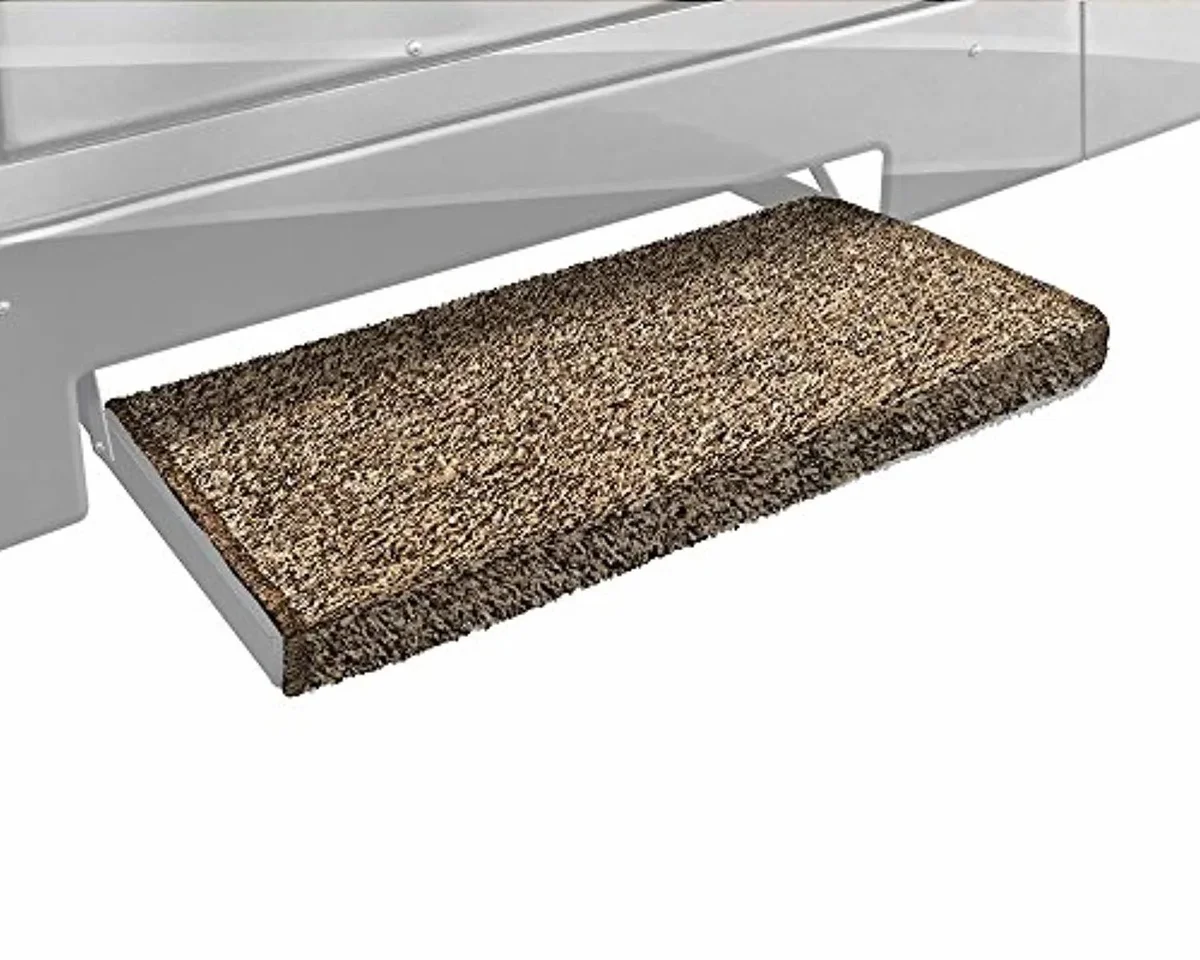 Prest O Fit Prest-O-Fit 2-0051 Jumbo Wraparound + Plus RV Step Rug Brown 23 In. Wide 8384