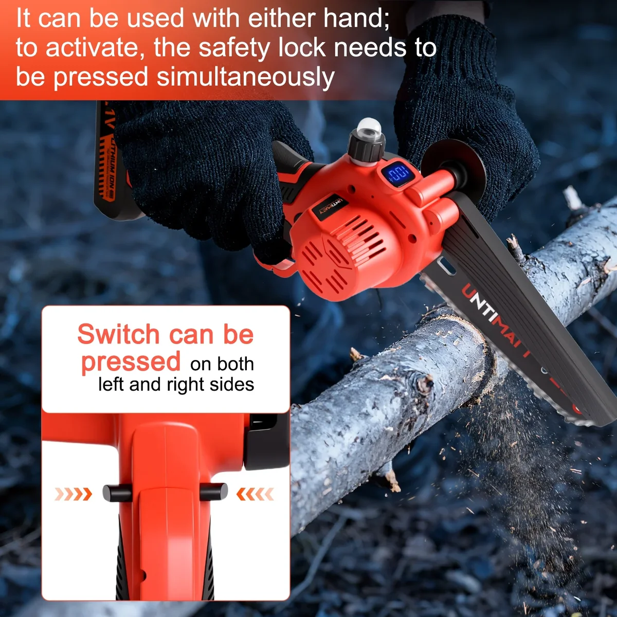 UNTIMATY Mini Chainsaw 6 Inch, 21V Cordless Electric Chainsaw with 2 Batteries & 2 Chains, Safety Lock, Handheld Chain Saw for Tree Trimming Wood 3542