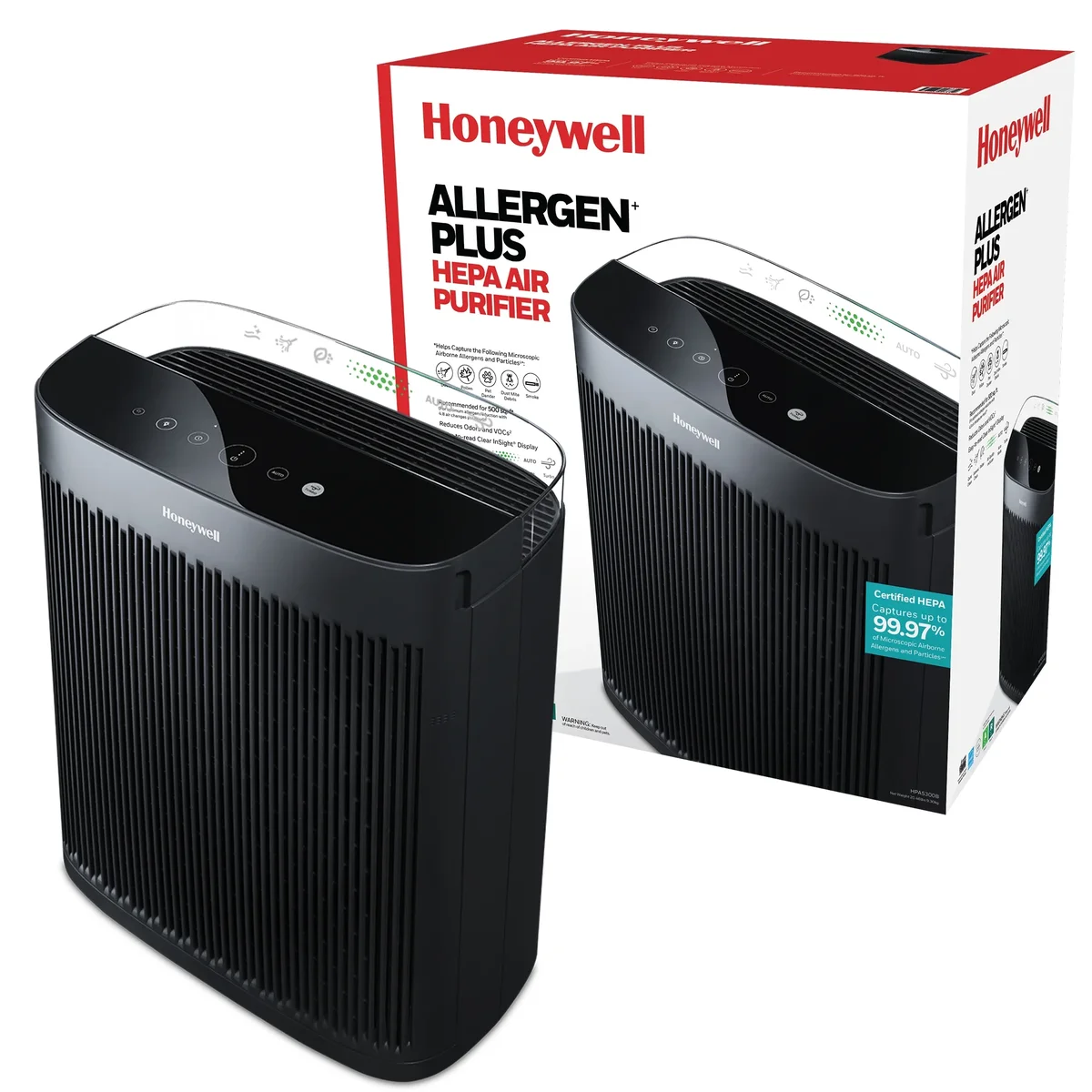 Honeywell 2400 Sq ft HEPA Air Purifier for Home, Black, Smoke, Pollen, Dust Reducer 6596