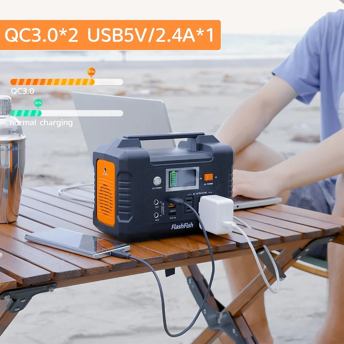 Flashfish 200W Portable Power Station, 40800mAh Solar Generator, Portable Generator for Camping Travel Emergency 0506