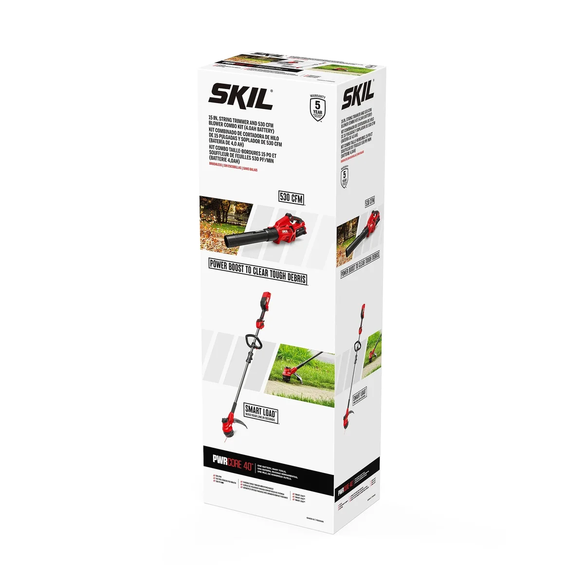 SKIL PWR CORE 40V Brushless 15-Inch String Trimmer and 530 CFM Leaf Blower Combo Kit with 4.0Ah Battery and 60W Charger, CB4832C-13 3958