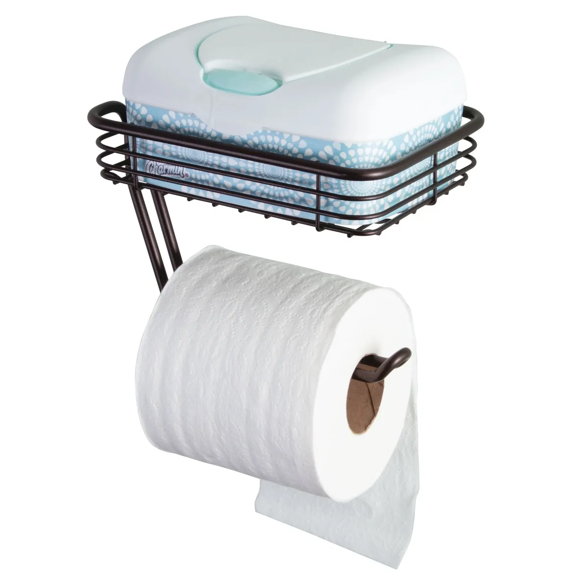 iDesign Bronze Wall-mounted Toilet Paper Holder with Shelf 4146