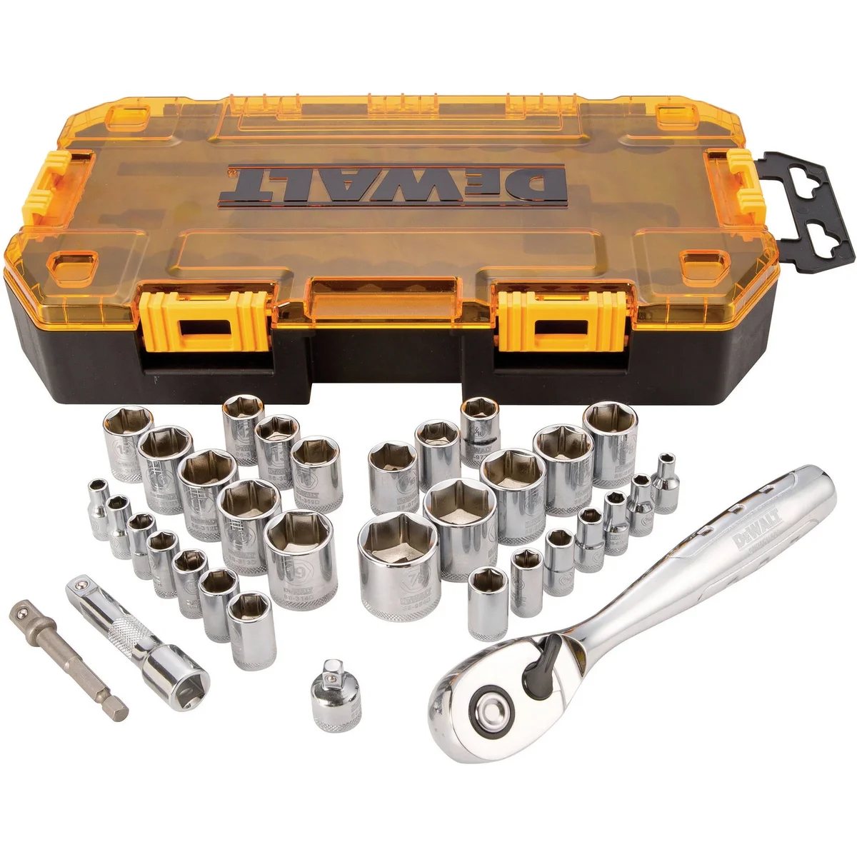 DEWALT Tough Box Tool Kit, 1/4" & 3/8" Drive Socket Set 8217
