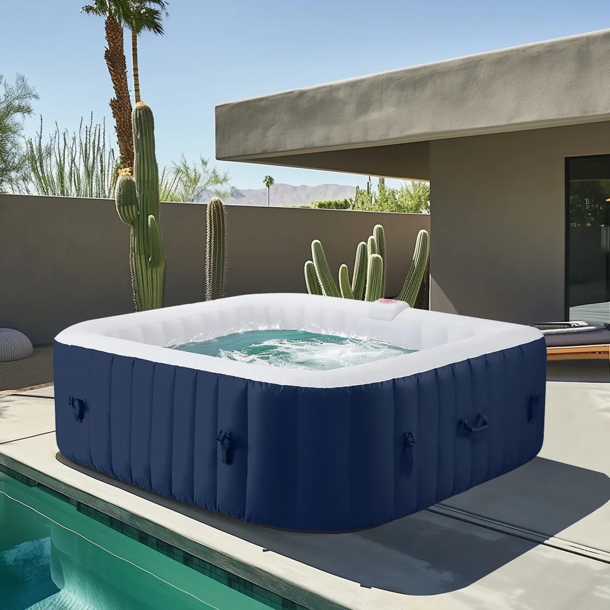 Seizeen Hot Tub for 4-6 Person, Seizeen Outdoor Patio Large Inflatable Hot Tub Home SPA, with 130pcs Massage Jets, 910L, 4 Filters, 2 Cup Holders, Lockab 1241
