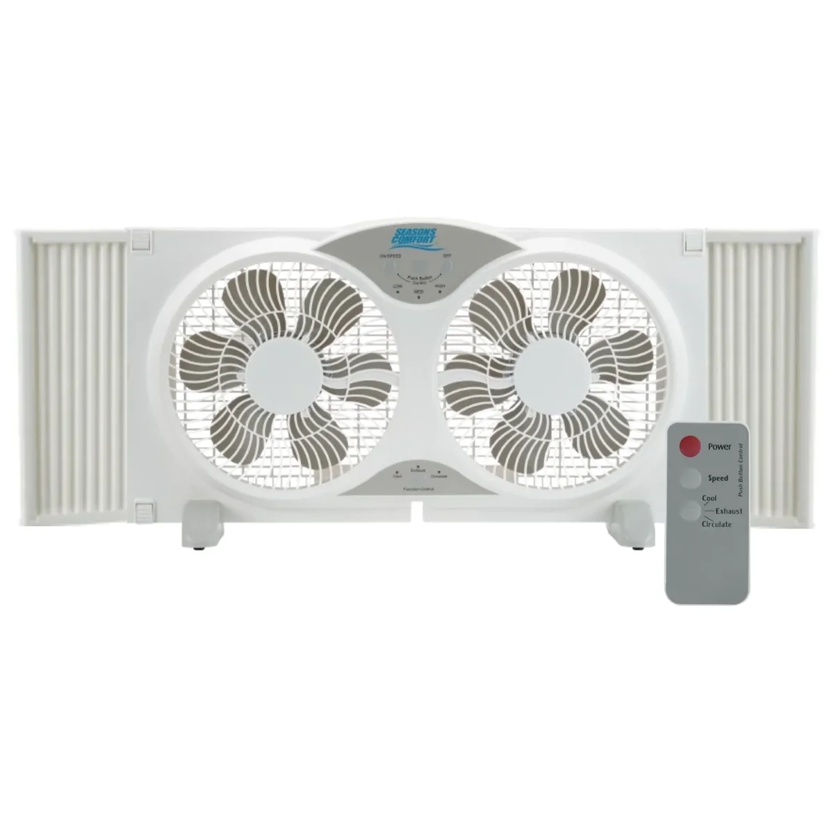 Seasons Comfort 9" Twin Window Fan, 3-Speed, Portable, Remote Control - FWF9R 1600