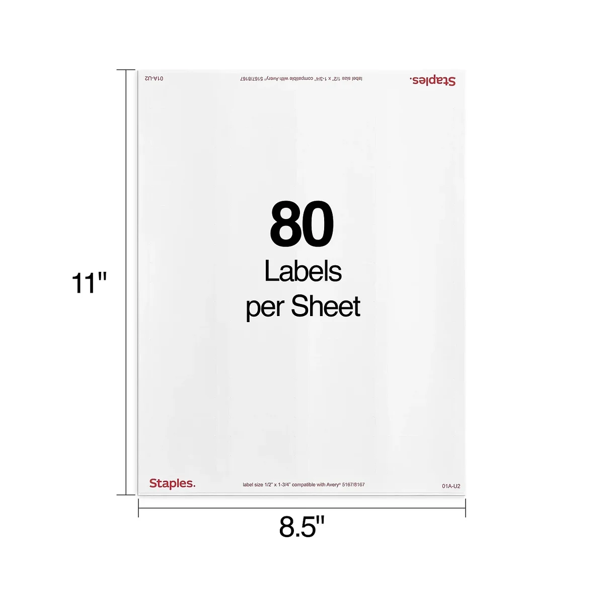 Staples Laser/Inkjet Shipping Labels 0.5"W x 1.75"L White 80 Labels/Sheet 18056/SIWO090 1653