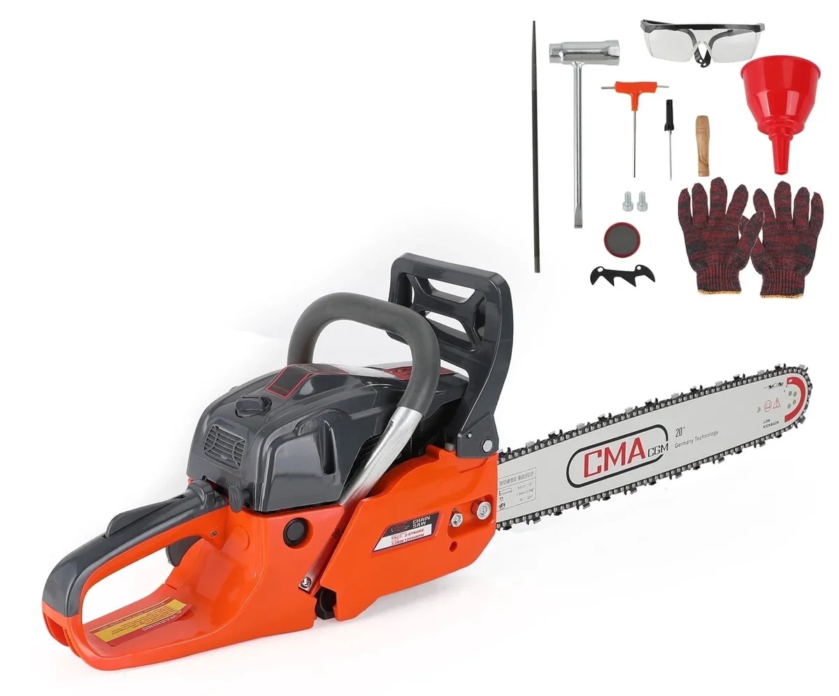 Topteng Gas Cordless Chainsaw 20 inch, 2-Cycle Gasoline Powered Chain Saw, 68CC Handheld Cordless Chainsaw, Automatic Chain Oiler, Garden Tool for Cuttin 9038