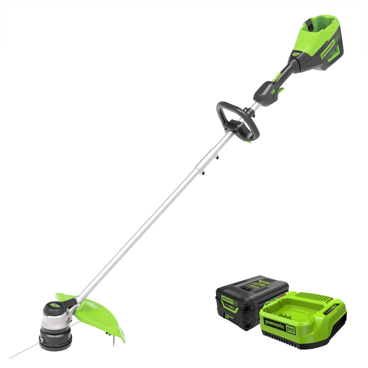 Greenworks 60V 16" Cordless Brushless String Trimmer Edger with 2.5 Ah Battery and Charger 2122802 6130