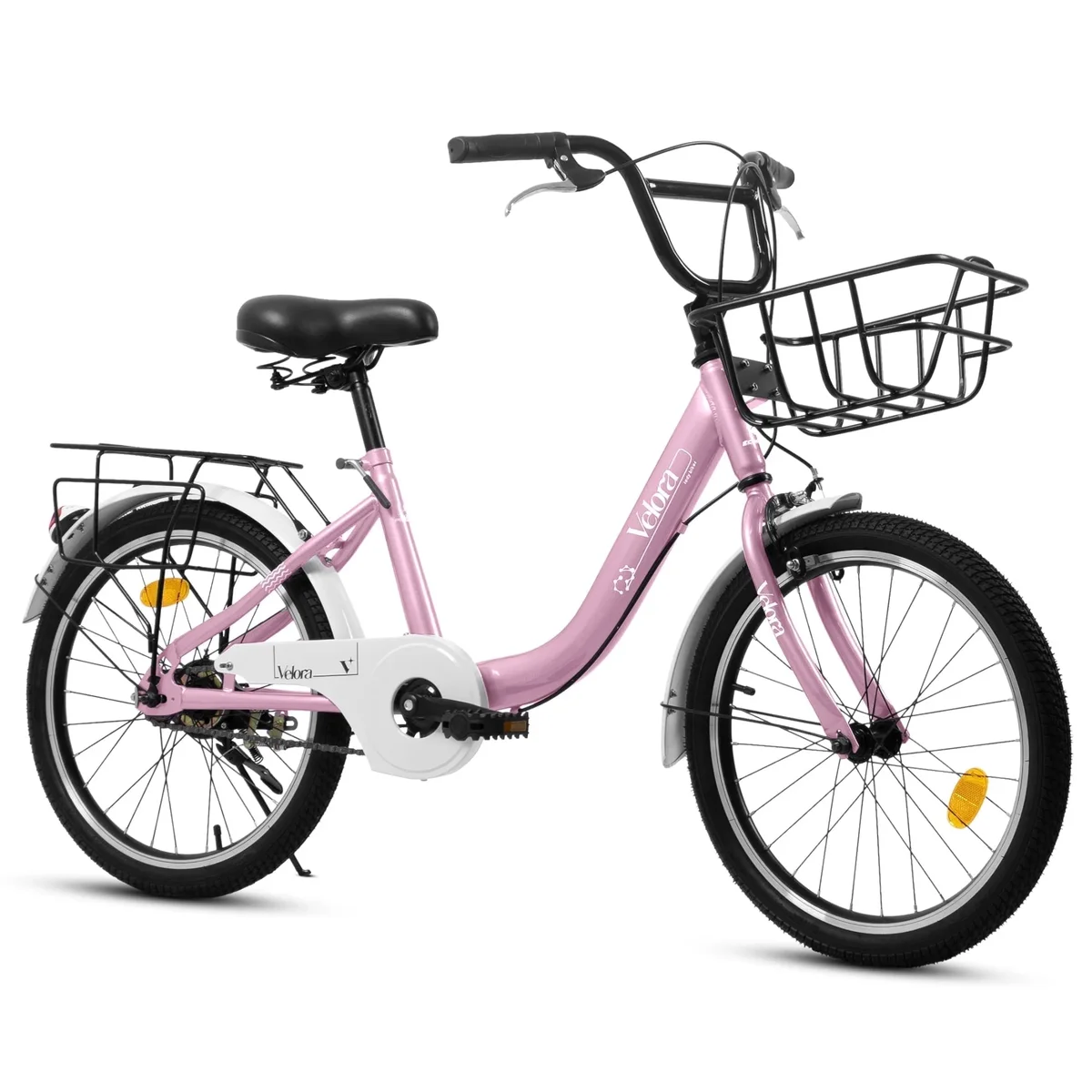 Ambifirner Bike：20 Inch Bike Princess Style Small Bicycle Adjustable Seat with Doll-Seat & Basket Pink 6501