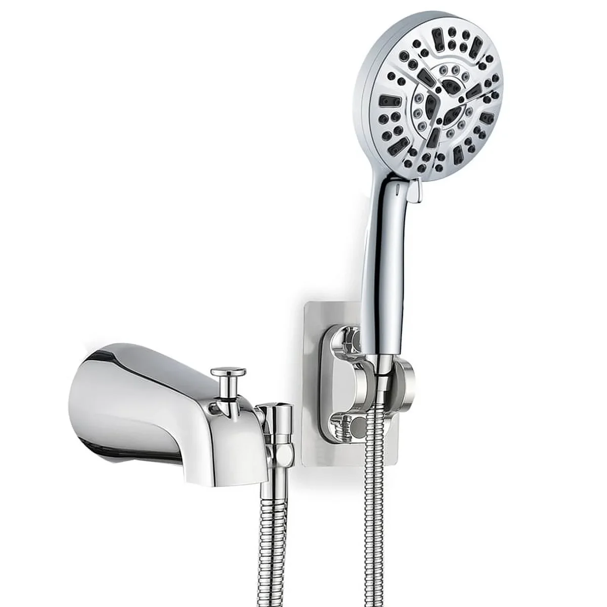 Unbranded All Metal Bathtub Faucet with 9 Sprayer Settings, Chrome , with Built-in Diverter and Universal Fit Adapters 1918