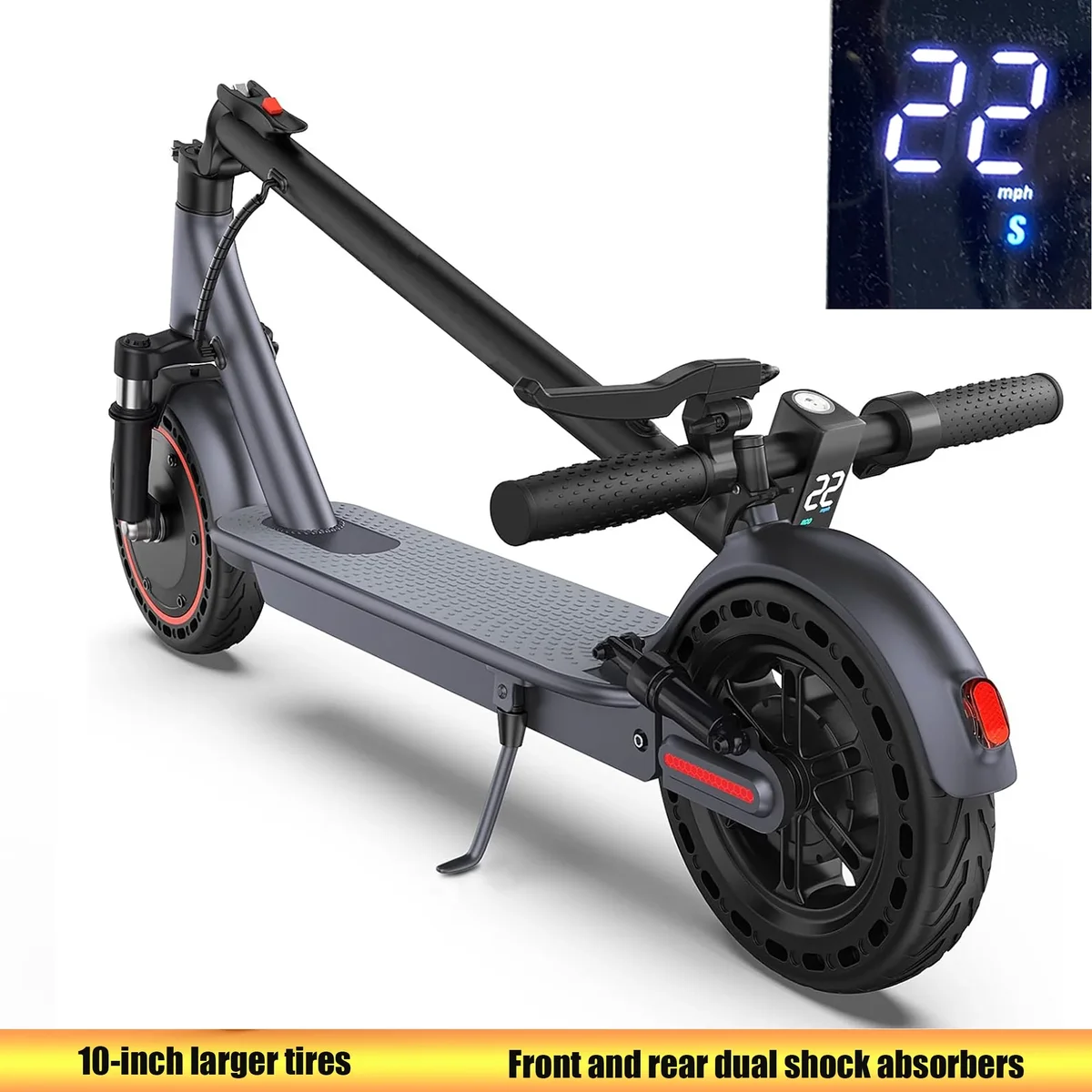 Joyhis Electric Scooter for Adults, 10" Biger Tires,Max 22Mph, 500W Motor, 21-28 Miles Range,Folding E-Scooter with Dual Suspension 9360