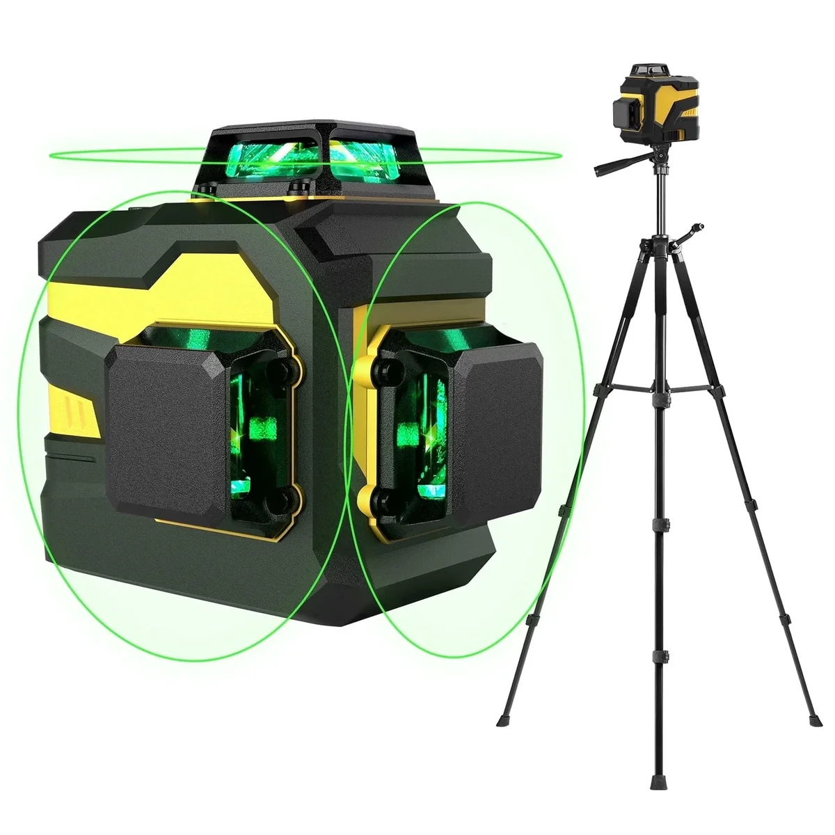 Unbranded 3x360° Laser Level with 60" Adjustable Tripod, Self-Leveling Green Cross Line Laser Tool, 5200mAh Rechargeable Battery, Remote Control for Const 3270