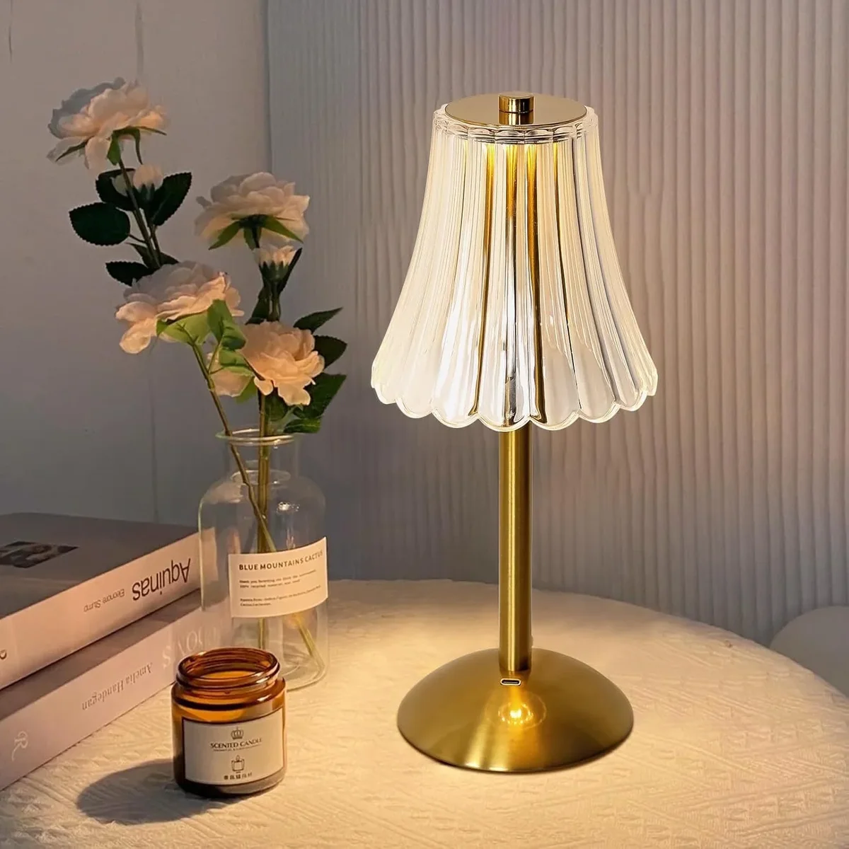 Everdaily Essentials Touch Cordless Table Lamp, Dimmable Crystal Lamp, Battery Operated Light, Lamp for Bedroom Living Room Bathroom Hotel Bar 4960