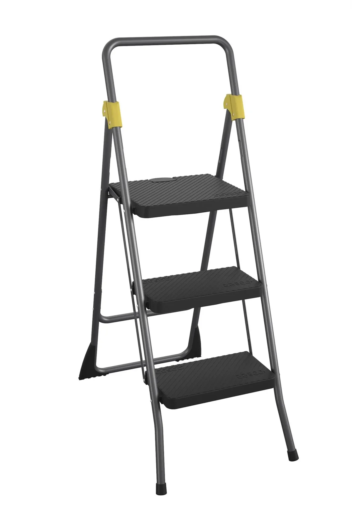 COSCO 3-Step Folding Steel Step Stool (Commercial) (Grey/Grey/Orange) 2845