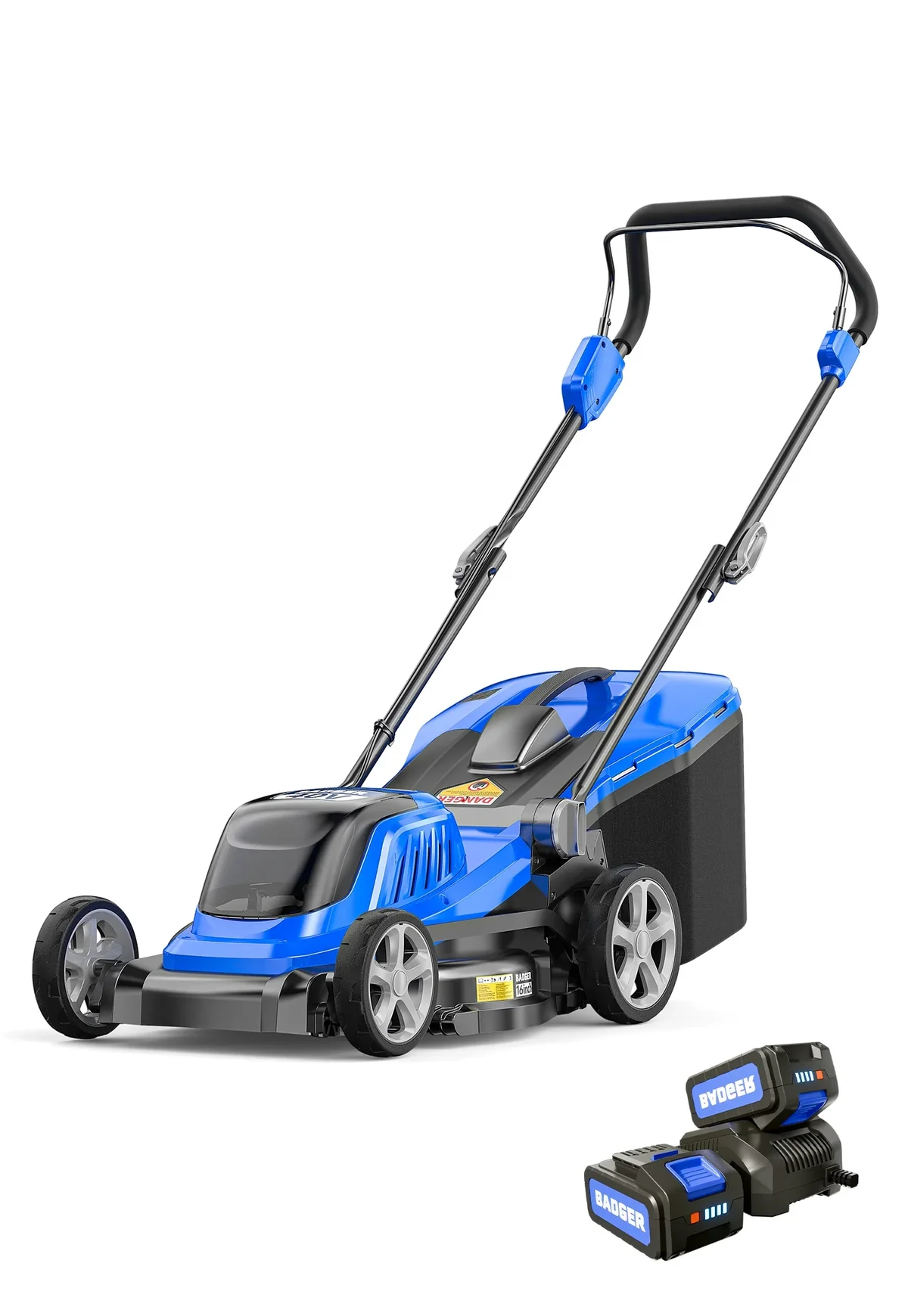 Wild Badger Power 40V 16″ Cordless Lawn Mower Brushless, 1,900 sq ft/0.044 ac,1×4.0Ah Battery & Fast Charger,  5-Position Height,for Small Res 9749