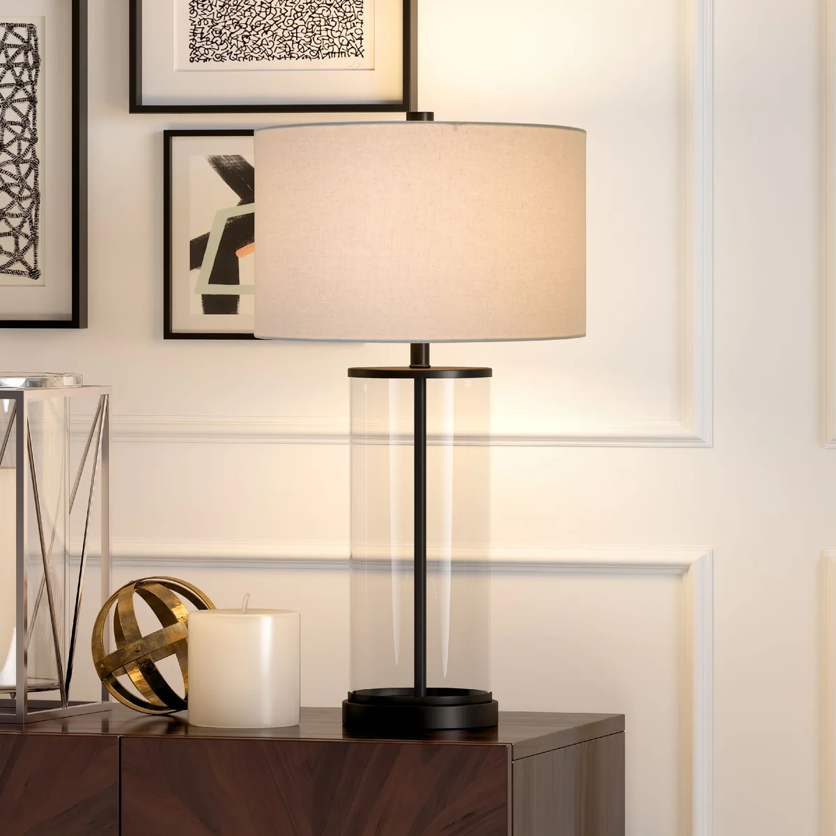 Everdaily Essentials 28" Traditional Metal Table Lamp with White Drum Linen Shade Ref. 2746