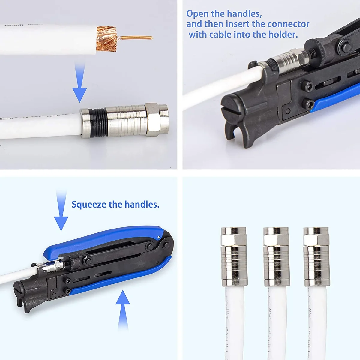 Everdaily Essentials Coax Cable Crimper Kit, Adjustable Hand Tool Crimper & Stripper 4171