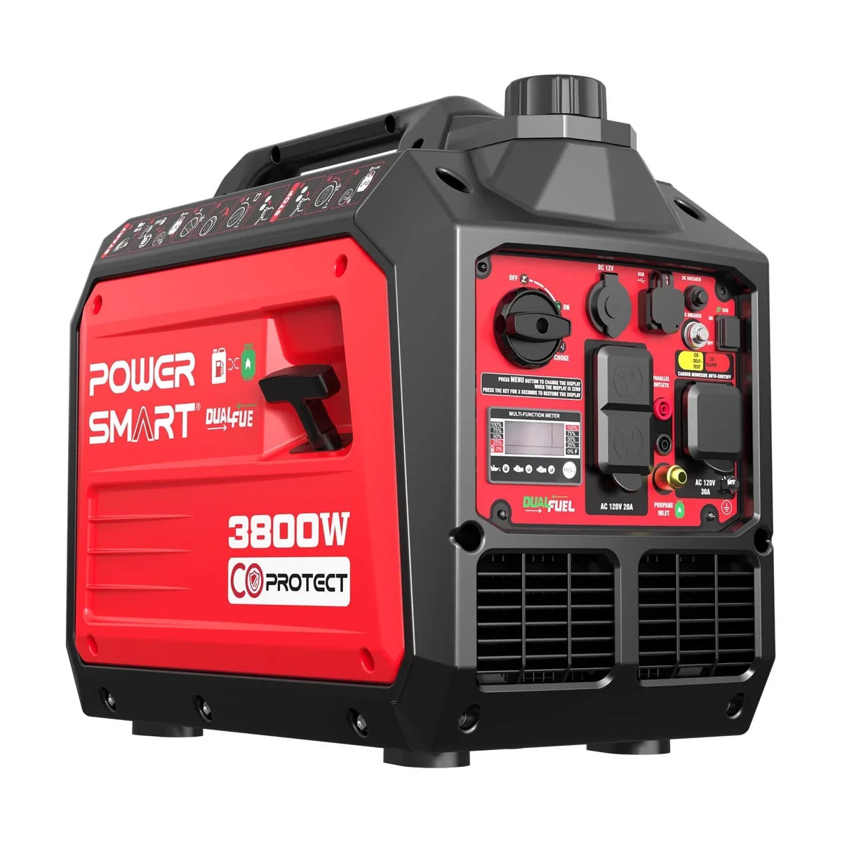 PowerSmart Portable Equipment 3800-Watt Dual Fuel Manual Start  with CO Detect Quiet Power Generator 4612