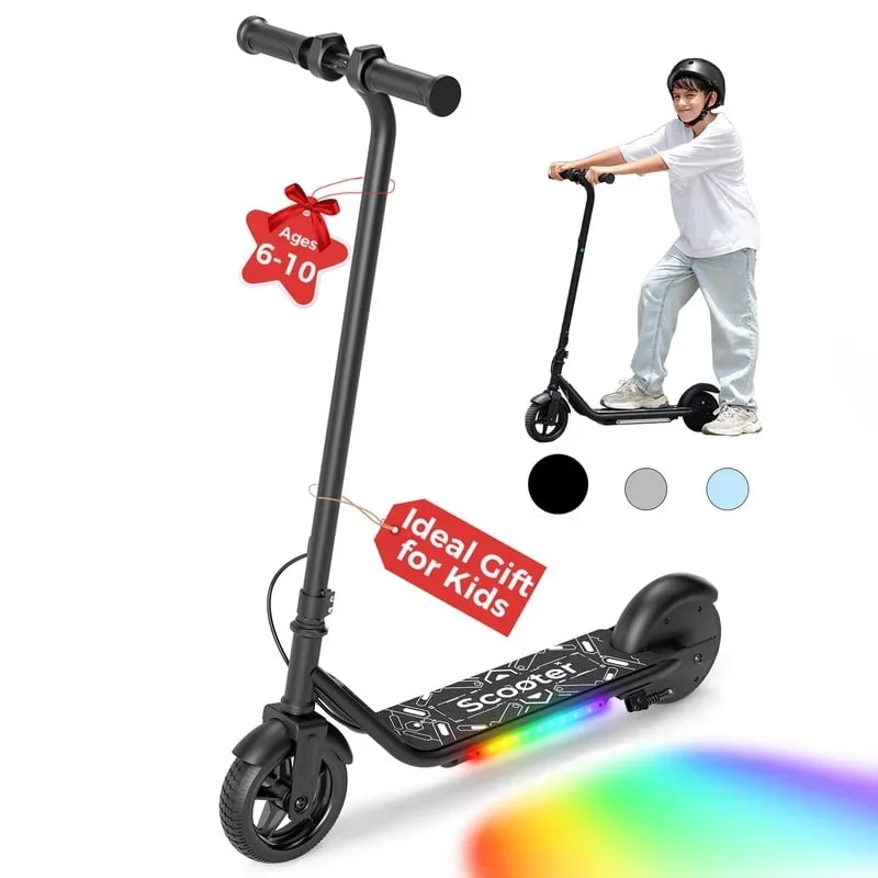 iScooter Electric Scooter for Teens Kids 6-10, 150W Kids Escooter with Pedal Breathing Light & 6 / 10 MPH for Boys Girls Black 3537