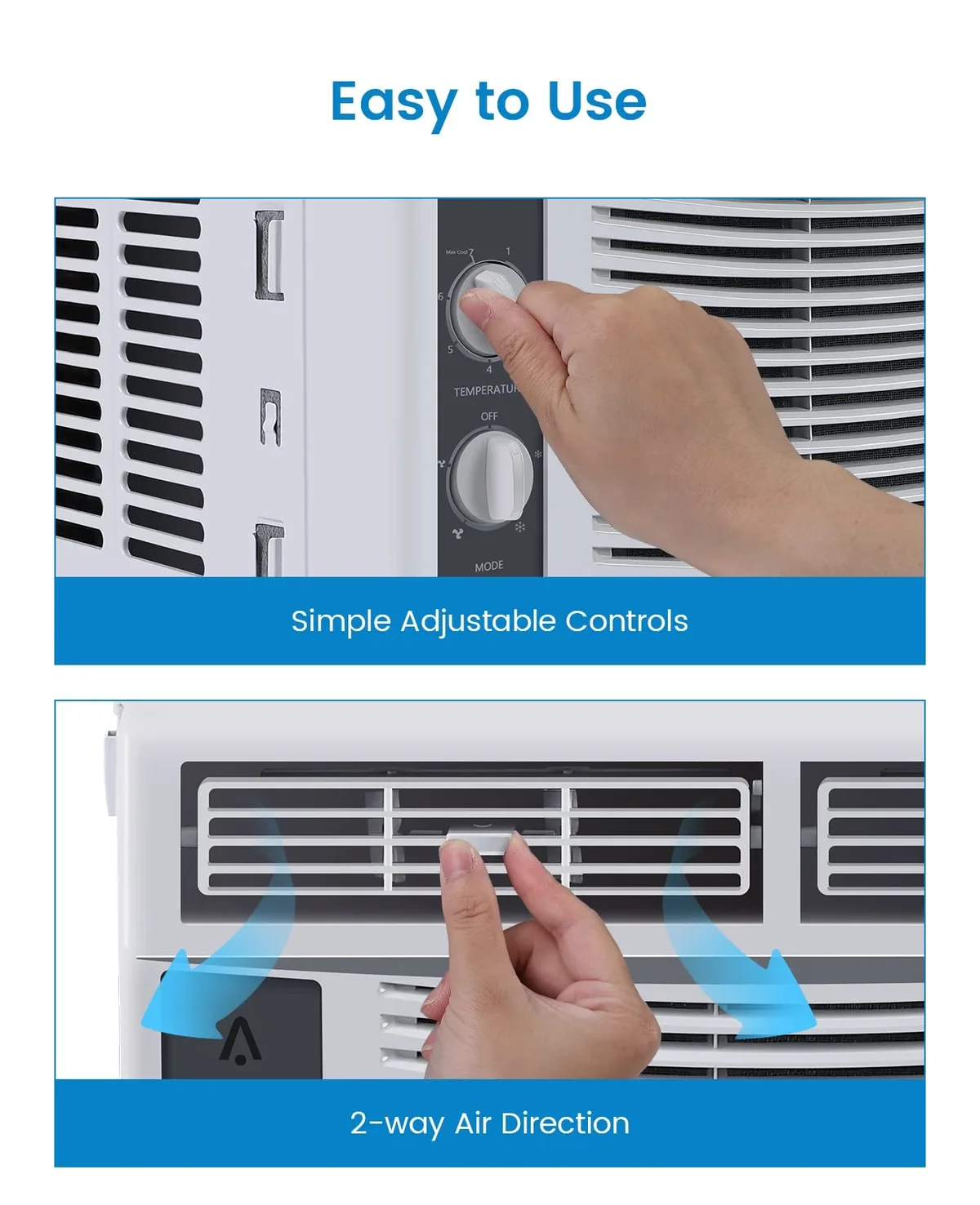 Everdaily Essentials 5000 BTU Window AC Unit- Cools Rooms 150 Sq.Ft, Low-Noise & Energy Saver for Bedroom, Office, Dorm Ref. 2633